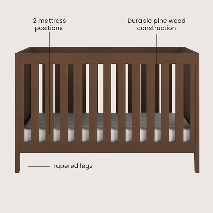Child Craft Kieran 3 in 1 Convertible Crib, Baby Crib Converts to Day Bed, Toddler Bed, 3 Adjustable Mattress Positions, Non-Toxic, Baby Safe Finish (Toasted Chestnut)-CubbioJoy