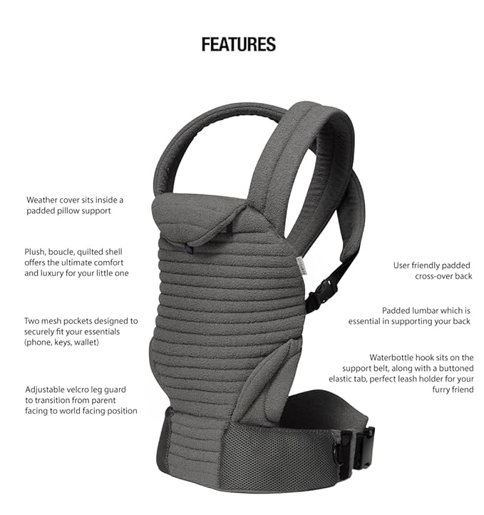 Bumpsuit Baby Carrier for Men Women Newborn to Toddler (7-45 lbs), Ergonomic Face-in & Face-Out Quilted Shell Baby Wearing Carrier with Pockets and Padded Cross Over Back Straps-CubbioJoy