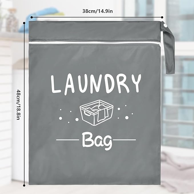 2 Pcs Large Travel Laundry Bag - Waterproof Wet Dry Washable for Dirty Clothes, Bathing Suit, Workout, Gym, Swimming, Yoga (Pink+Grey)-CubbioJoy