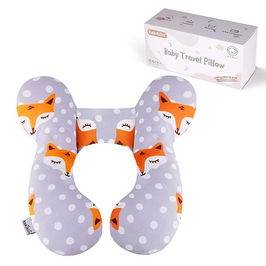 KAKIBLIN Baby Travel Pillow,Baby Neck Pillows for Car Seat,Upgraded Baby Head Pillow,Toddler Head and Neck Baby Support Pillow for Car Seat, Pushchair,Travel (Gray Fox)-CubbioJoy