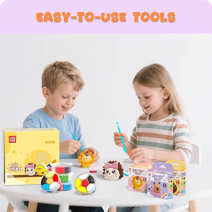 Air Dry Clay Kit - Modeling Clay for Kids 10 Boxes mit Sculpting Tools und Tutorials, Ultra Light & Soft, Safe & Non-Toxic, DIY Model Magic Clay,Creative Crafts Toys Gifts for Girls Boys 3+ Years Old-CubbioJoy