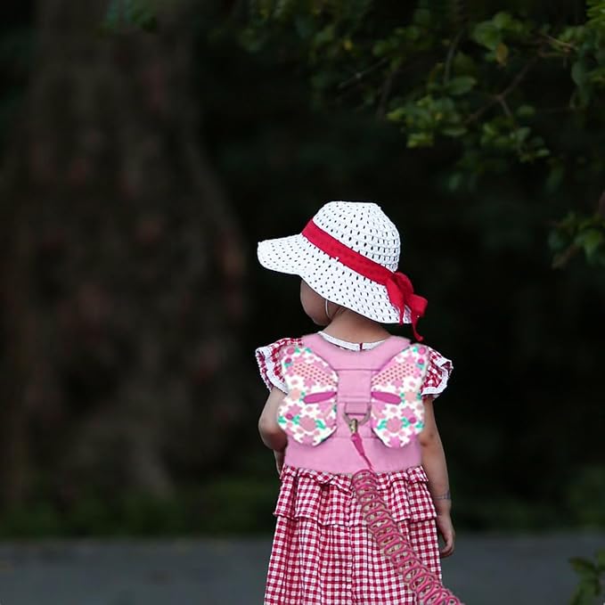 Anti Lost Toddler Harness - Butterfly Baby Leash and Wrist Link with Lock, Child Walking Harness Assistant for Girls, Cute Traction Safety Leash for Kids, Holiday Travel Christmas Gift, Pink-CubbioJoy