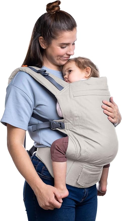 Beco Toddler Carrier with Extra Wide Seat, 100% Cotton - Backpack Style and Front-Carry, Lightweight & Breathable, Toddler Sling Carrier 20-60 lbs (Ecru)-CubbioJoy
