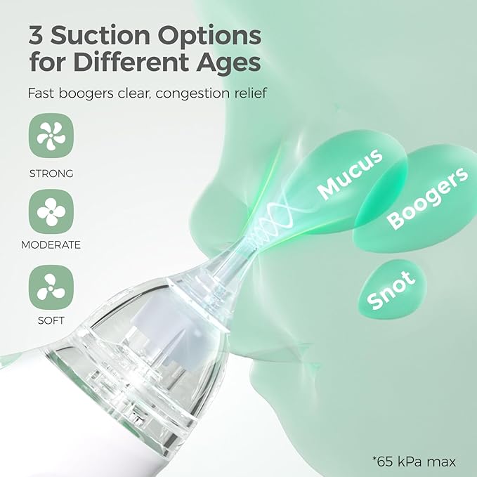 Momcozy Baby Nasal Aspirator, 3 Suction Levels Electric Nasal Aspirator for Baby, Newborn and Toddler, Portable Baby Nose Aspirator with Light Soothing and Music-CubbioJoy