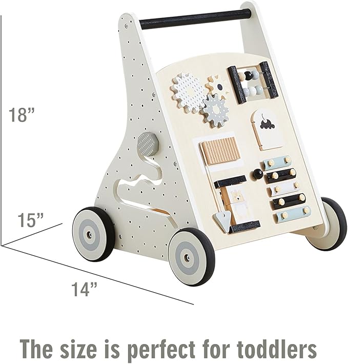 Beright Wooden Baby Walker Push and Pull Learning Activity Walker Kids’ Activity Toy Multiple Activities Center Develops Motor Skills & Stimulates Creativity (Natural)-CubbioJoy