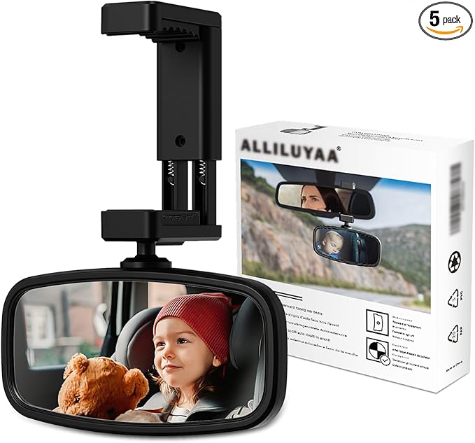 360-Degree Baby Car Mirror for Rear-Facing Seats,Kids Safety Mirrors with Tool-Free Installation,Kids Rear View Mirror BPA-Free Shatterproof & ASTM Certified (Adjustable 14"-22") (1 pack)-CubbioJoy