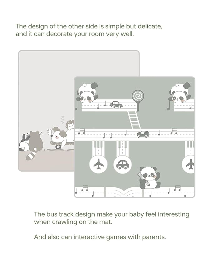 Baby Floor Play Mat 47"x47" Baby Playpen Mat, Foldable Baby Girl Playmat, Reversible Waterproof Foam Play Mats for Baby, 0.4 inch Crawling Baby Mat for 50" X 50" & 47"x47" Playpen(47*47*0.4)-CubbioJoy