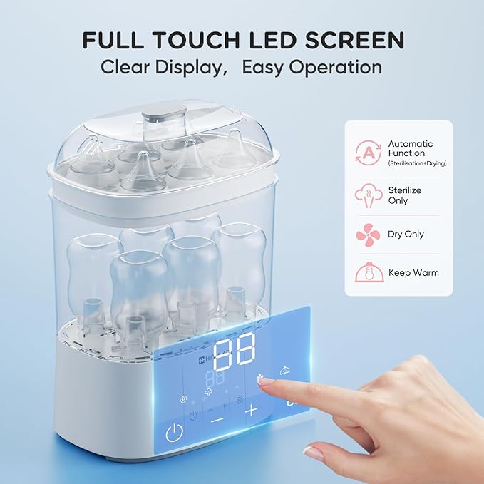 Bottle Sterilizer and Dryer, HIYAKOI Electric Steam Baby Bottle Sterilizer and Dryer, All-in-One Sterilizer 2 Layers Large for Baby Bottles, Parts & Other Newborn Essentials - HEPA Filtration-CubbioJoy