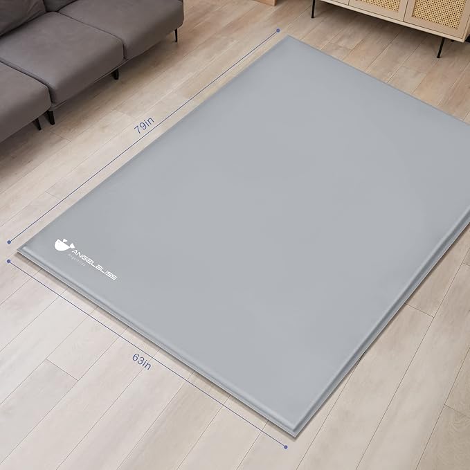 ANGELBLISS Baby Playpen, 79"x 63"x 1.18" Self-Inflating Play Mat for Babies and Toddlers, Roll Up & Waterproof Foam Crawling Mat, Portable Playmat with Travel Bag Grey-CubbioJoy