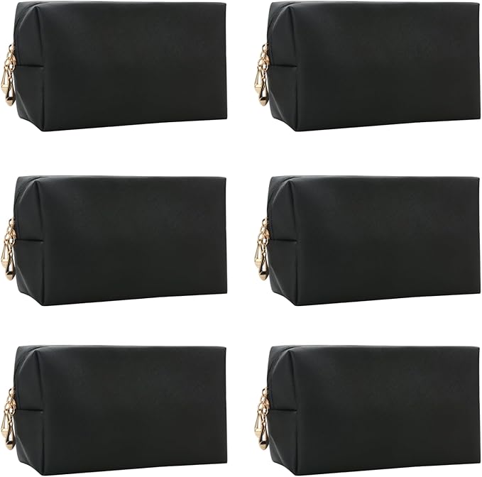 Bridesmaid Proposal Gifts Letter Cosmetic makeup bag bulk for Wedding Party Favors Bachelorette party decorations Toiletry Organizer Bag Makeup Case Gift (6, Black)-CubbioJoy