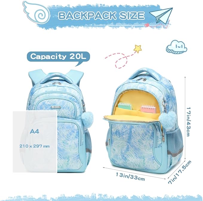 Cusangel Backpack for Girls Boys School Bookbags Kindergarten Elementary Lightweight Waterproof Multifunctional Large Capacity for kids(17 inch Fun Prints)-CubbioJoy