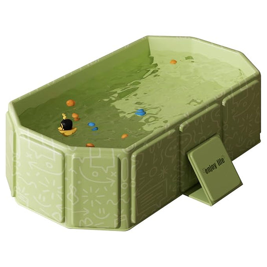 Baby Foldable Kids Bathtub for Infants to Toddler with Non-Slip Base,Easy Storage,Perfect for Small Spaces,Graffiti Green-CubbioJoy