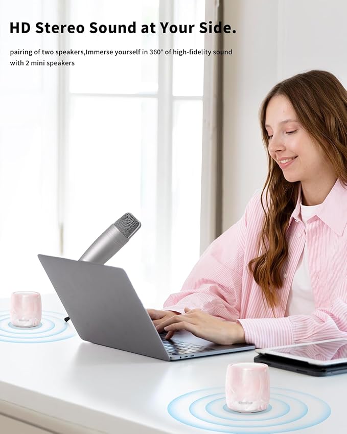 comiso Small Speaker, IPX7 Waterproof Bluetooth Speaker with Stereo Sound and Robust Bass, Mini Speakers with Hands-Free Call, Portable Speakers for Shower, Indoor & Outdoor, Gift for Men, Women-CubbioJoy