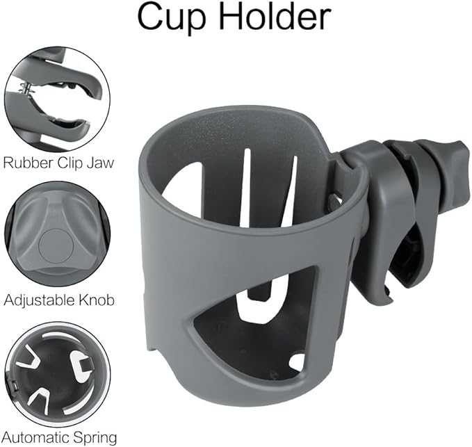 Accmor Universal Cup Holder, Stroller Cup Holder, 360° Rotatable Large Caliber Designed Bottle Holder for Stroller, Bike, Wheelchair, Walker, Scooter, Grey-CubbioJoy