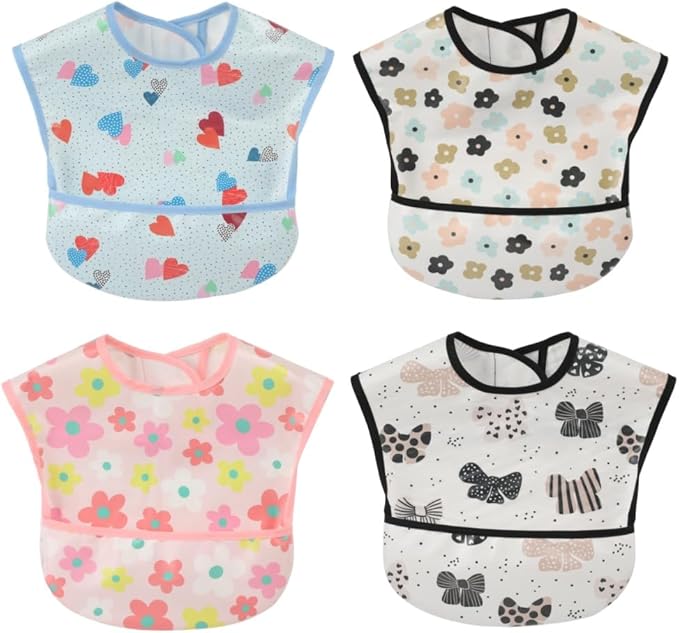 Baby bibs Waterproof Toddler bib - Feeding bib with Pocket for Infant Boy Girl Washable 6-36M-CubbioJoy