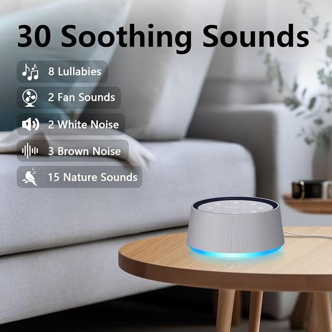 Brown Noise Sound Machine with 30 Soothing Sounds White Noise Machine 12 Colors Night Light for Baby Adults Kids Sleep Machines 36 Volume Levels 5 Timers for Home Office-CubbioJoy