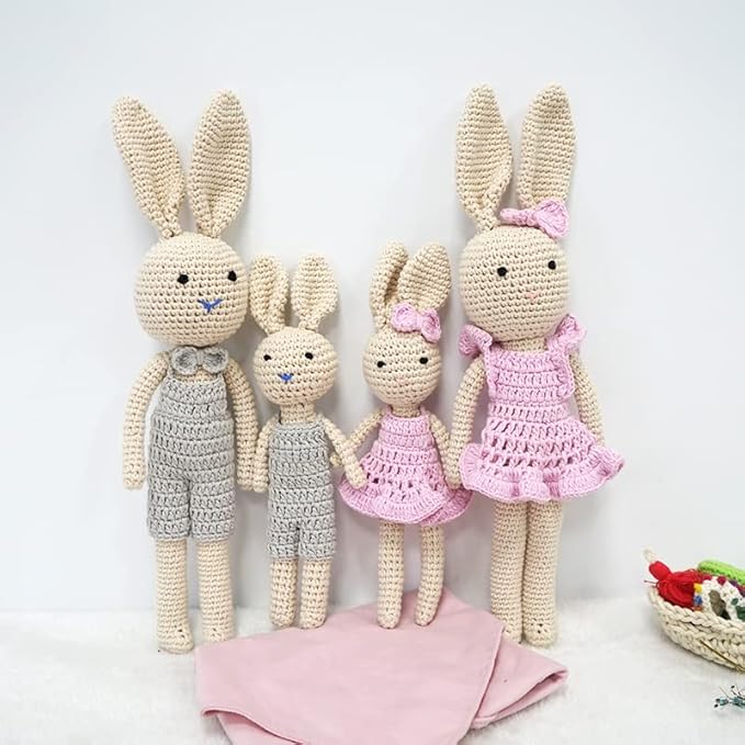 Bunny Family Mom, Handmade Crochet Plushie Doll, Amigurumi, Baby/Toddler Doll-CubbioJoy