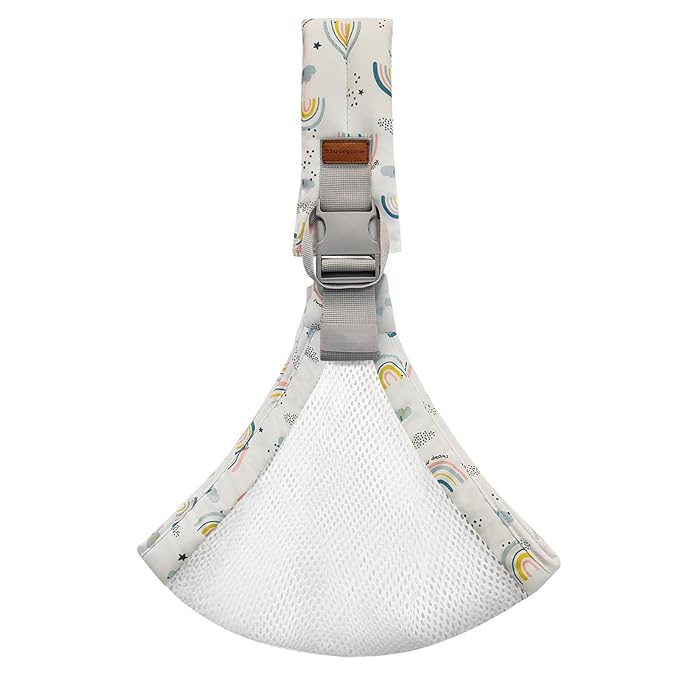 Baby Sling Carrier Newborn to Toddler Adjustable One-Shoulder Design with Safety Buckle, Soft & Lightweight Sling Baby Carrier 10-30 lbs(Mesh,Rainbow)-CubbioJoy