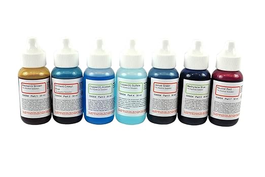AmScope SK-6 Microscope Stains Vital Stain Kit - 7 Bottle Set, 6 Different Stains for Microscope Slides, Used on Living Cells Without Killing Them-CubbioJoy