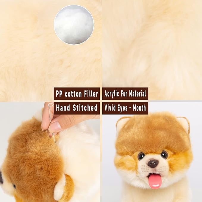 CU-MATE Interactive Dog Stuffed Animal Electronic Plush Pomeranian Simulation Puppy Realistic Toy Like-Real Robotic Nodding Barking Wagging Tail Present Pet for Toddler Boys-CubbioJoy