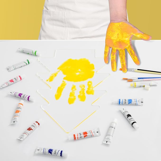 Cepairng 4-Layer Christmas Tree Family Handprint Kit with Light,New Parents Gift for Couples,Baby Shower Gifts for Mom Dad,First Birthday Gifts for Girls Keepsake Boys Personalized(Wood Color)-CubbioJoy