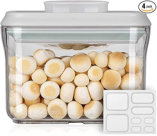 Ankou Airtight Food Storage Container - 0.32 QT （380ml Small Pop Up Food Containers With Lids, Bpa Free Stackable Container for Sugar Tea Candy- 8 Labels - Clear-CubbioJoy