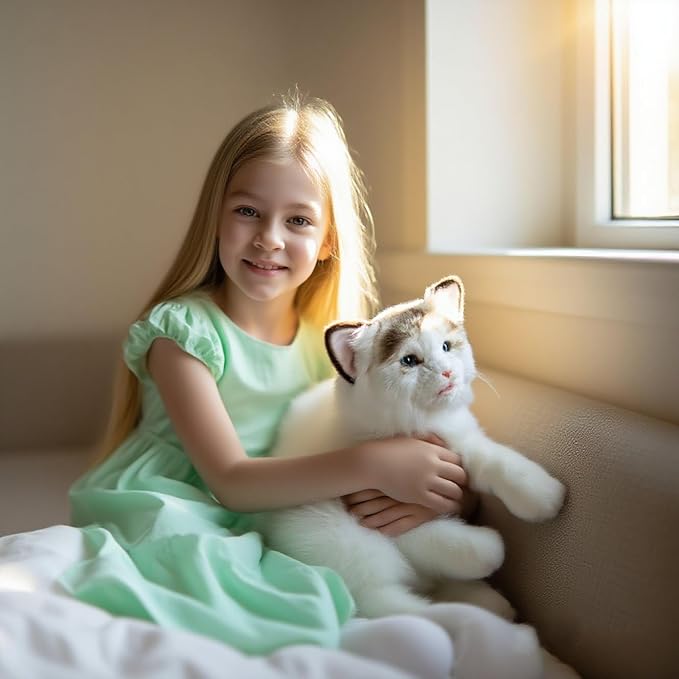 Blinks, Meows & Purrs Realistic Stuffed Cat Interactive Companion Robot Pets 14"-CubbioJoy