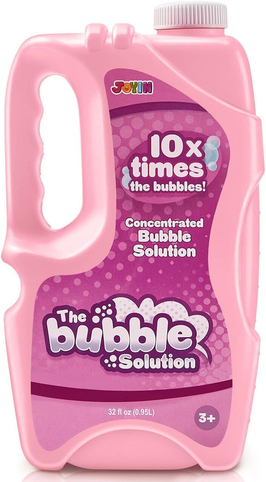 JOYIN 32 oz Bubble Solution Refills (Close to 1L/ 2.5 Gallon), Concentrated Solution for Bubble Machine, Wands, Blower, Easter (Pink)-CubbioJoy