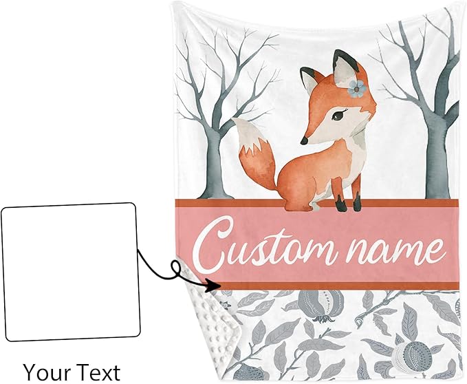 Custom Name Crib Bedding Set - Fox Theme, Personalized Nursery Bedding 3-Piece Set– Soft Blanket, Fitted Sheet, Changing Pad Cover – for Newborns Girls Nursery Gifts-CubbioJoy