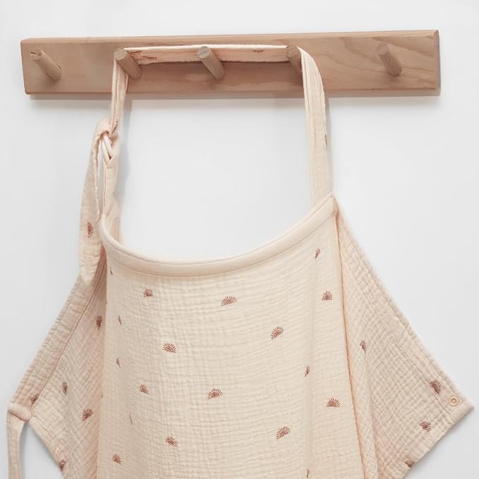 Blissful Diary Muslin Nursing Cover for Breastfeeding, Breathable Breastfeeding Cover up with Arch Neckline for Women, Nursing Apron (Rainbow)-CubbioJoy