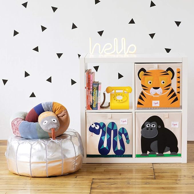 3 Sprouts Toy Storage Organizer: Toy Box Cube Organizer for Playroom, Nursery - Foldable Storage Bin - Tiger-CubbioJoy