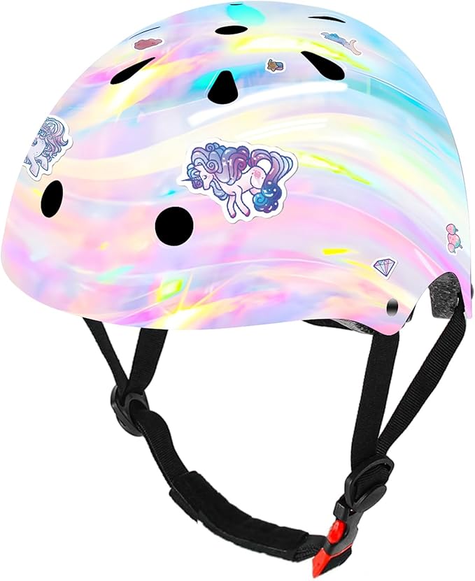 Adjustable Color Gradient Skateboard Helmet for 3-5-8-14+Ages【Toddler Kids Youth Adult】 Girls Boys Woman.Bike Helmet for Multi-Sports Cycling Bicycle Scooter Inline Roller Skate Rollerblading-CubbioJoy