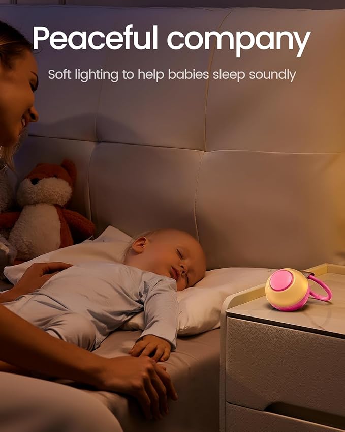 2025 Mom's Choice Awards, Portable Sound Machine for Baby Adult, AI Cry Detection, 18 Soothing Sound, Bluetooth Rechargeable White Noise Machine for Home Travel, Nursery Light, Barbie Pink-CubbioJoy