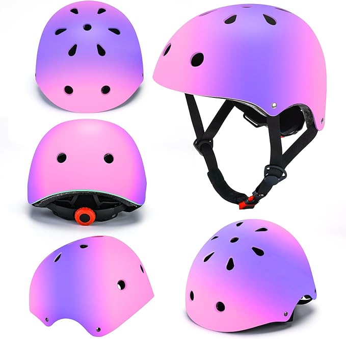 Color Gradient Adjustable Kids Bike Helmet Toddler Skateboard Helmets Boys Girls Child Ventilation Helmet for Multi-Sports Skating Cycling Scooter Balance-CubbioJoy