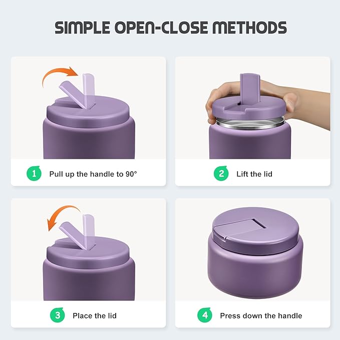 13.5oz Soup Thermo for Hot Food Kids with Buckle Lid Insulated Vacuum Food Jar Wide Mouth Leakproof Stainless Steel Lunch Container -Purple-CubbioJoy