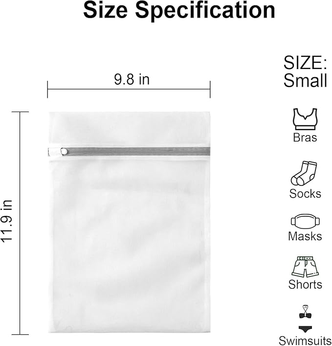 3 Pack Small Mesh Laundry Bags by MDSXO- Small Durable Lingerie Delicates Bag for Washing Machine for Socks, Bra, Mask,Baby Clothes 10 * 12 inch [3 Pack]-CubbioJoy