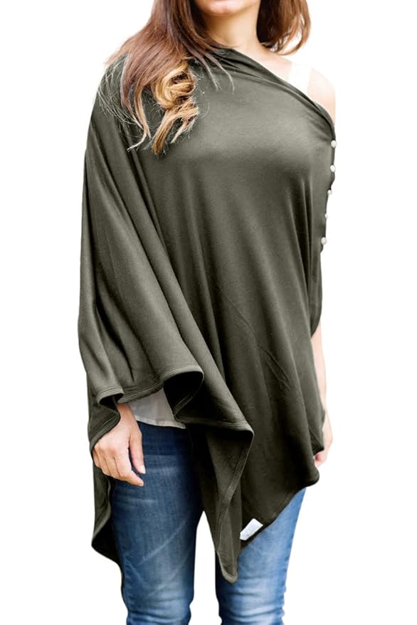 Byrd & Blume Maternity Nursing Cover Breathable Lightweight Breastfeeding Cover Wrap Shawl Scarf Poncho Full 360 (Olive, One size)-CubbioJoy