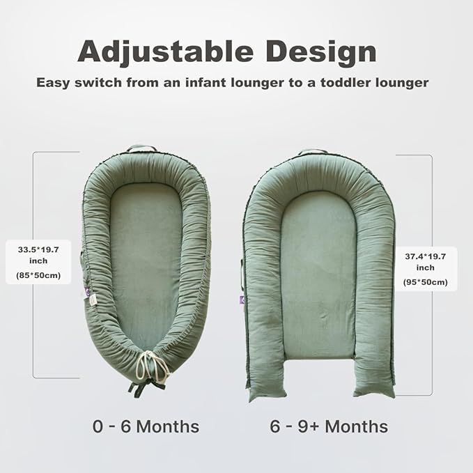 Infant Lounger, Baby Nest Cover for Baby Girls & Boys, Newborn Essentials for Baby 0-18+ Months, 100% Cotton Breathable (Sage Green, Corduroy)-CubbioJoy