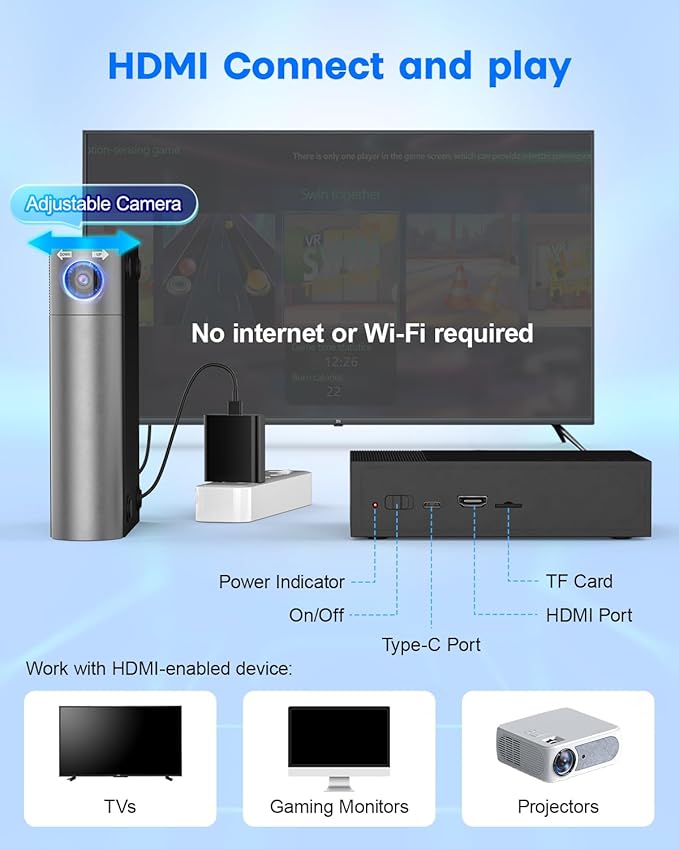 AR Motion Gaming Console for Kids & Families - Plug & Play Video Game System for Indoor Physical Play & Interactive Family Fun. Great for Gifts, Game Nights, Parties, Playtime and Playdates-CubbioJoy