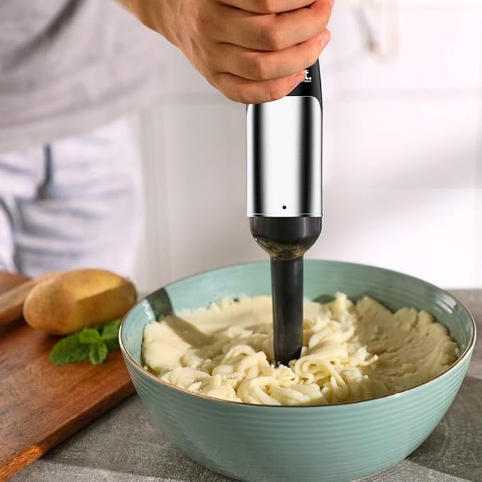 Courant Immersion Handheld Blender,4 in 1 400W Stick Blender, Variable Speed Stainless Steel Blades, Blending shaft Whisk,Chopper,Masher, Beaker Stainless Steel, LED Display-CubbioJoy