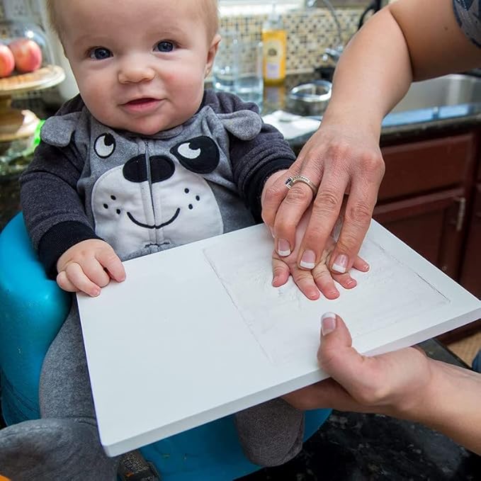 Co Little Baby Handprint & Footprint Kit (Date & Name Stamp) Clay Hand Print Picture Frame for Newborn - Best New Mom Gift - Foot Impression Photo Keepsake for Girl & Boy - White Feet Imprint Mold-CubbioJoy
