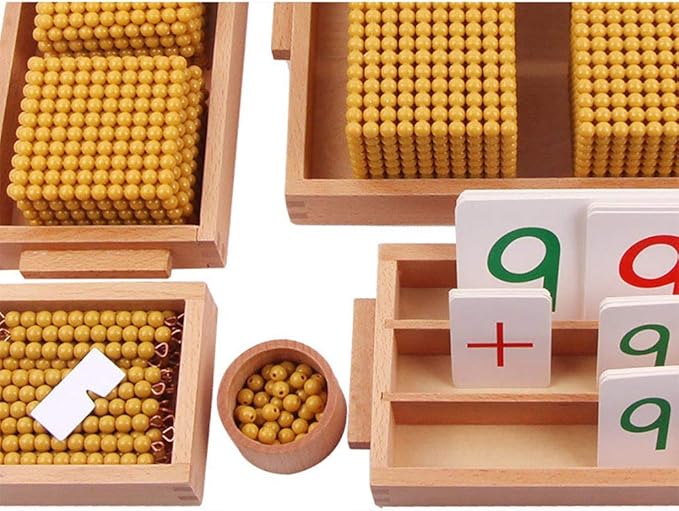Kghios Montessori Golden Beads Materials Decimal System Bank Game Montessori Math Toys Mathematics Teaching Aids Materials Baby Preschool Education Toys-CubbioJoy