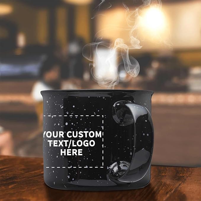 DISCOUNT PROMOS Custom Ceramic Campfire Coffee Mugs 13 oz. Set of 50, Personalized Bulk Pack - Perfect for Tea, Espresso, Cappuccino, Hot Cocoa - Black-CubbioJoy