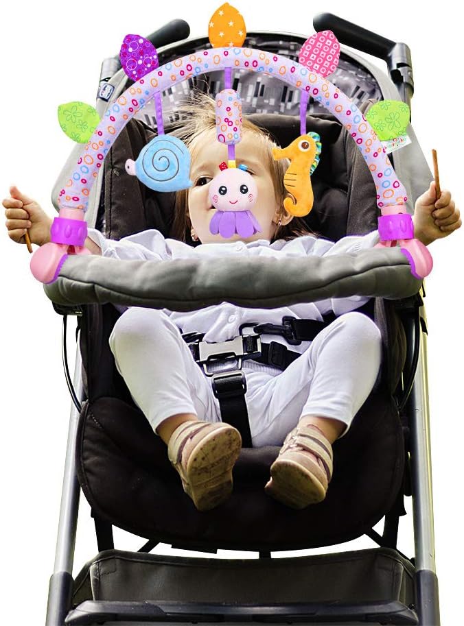 Caterbee Travel Arch Bassinet Toys for Baby Hanging on Stroller, Crib & Pram. Activity Toy bar for Baby Bouncer(Purle)-CubbioJoy