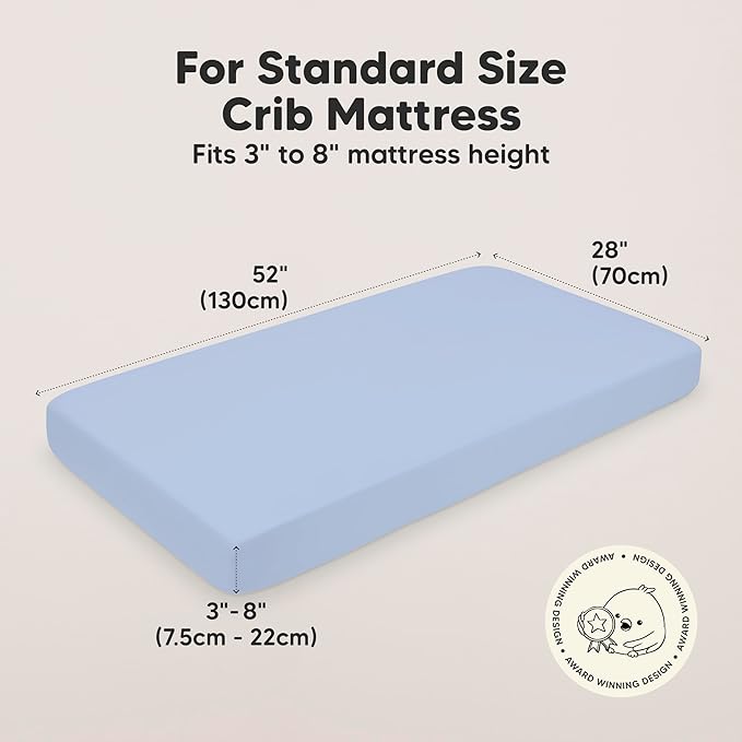 KeaBabies 2-Pack Organic Crib Sheets for Boys, Girls - 52x28 Fitted Crib Mattress Sheet Neutral, Breathable Jersey Cotton Cover for Baby Bed, Toddler Mattress, Soft & Cute Prints (Blue Flax)-CubbioJoy