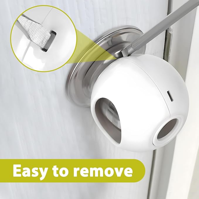 Child Proof Door Knob Covers 6 Pack Door Knob Safety Cover for Kids to Keep Kids from Opening Doors Baby Proof Door Knob Covers 2.7 Inch Large Diameter Child Safety Door Knob Cover Fit More Round Knob-CubbioJoy