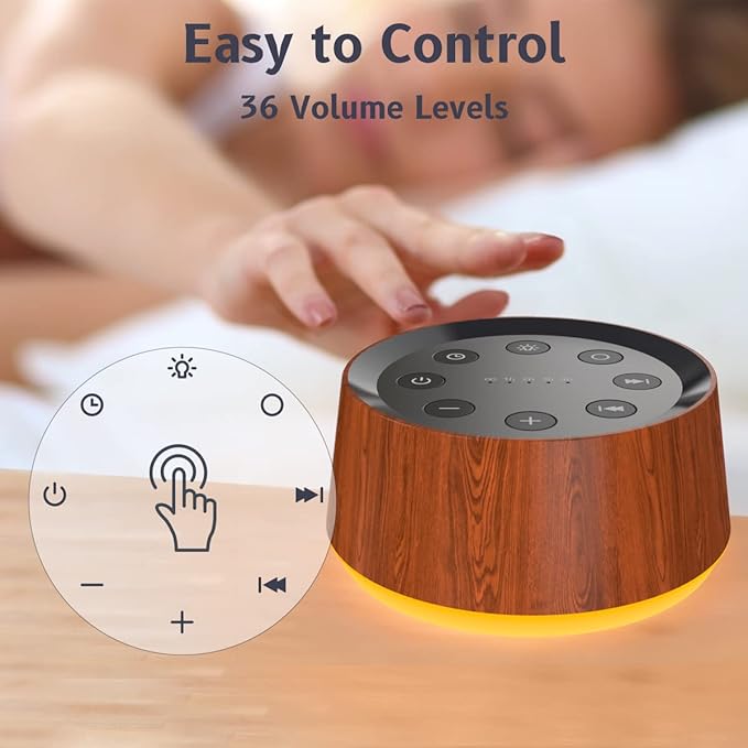 Brown Noise Sound Machine with 30 Soothing Sounds 12 Colors Night Light White Noise Machine for Adults Baby Kids Sleep Machines with 36 Volume Levels Memory Function 5 Timers for Home Office Travel-CubbioJoy