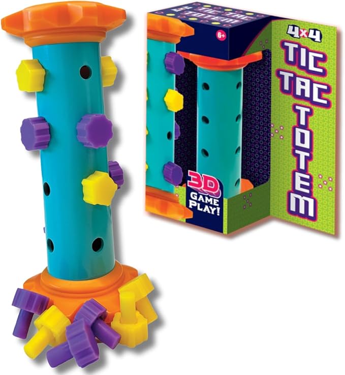 Challenge Your Mind with Tic Tac Totem: 3D Tic Tac Toe Travel Game & Brain Game for Strategy Enthusiasts, Ages 6+ (4X4)-CubbioJoy