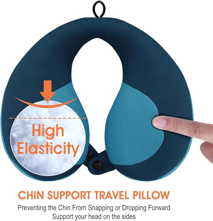 INFANZIA Chin Supporting Travel Neck Pillow, Comfortably Supports and Helps Support Head and Neck - Gifts for Toddler/Child/Kids, Blue-CubbioJoy