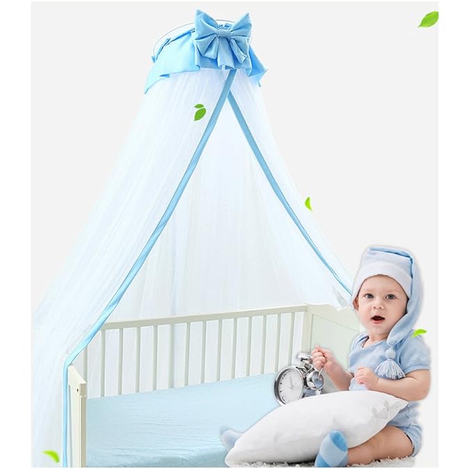 CdyBox Breathable Crib Netting Bed Curtains Canopy for Kids Mosquito Net Bedroom Decor (Blue, Mosquito net)-CubbioJoy